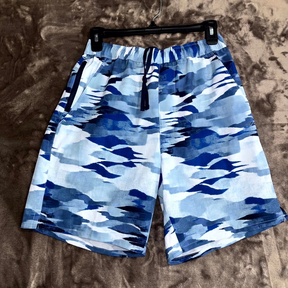 DSG Agility Woven 8" Shorts Mens Small Blue Camouflage Athletic Fit Drawstring